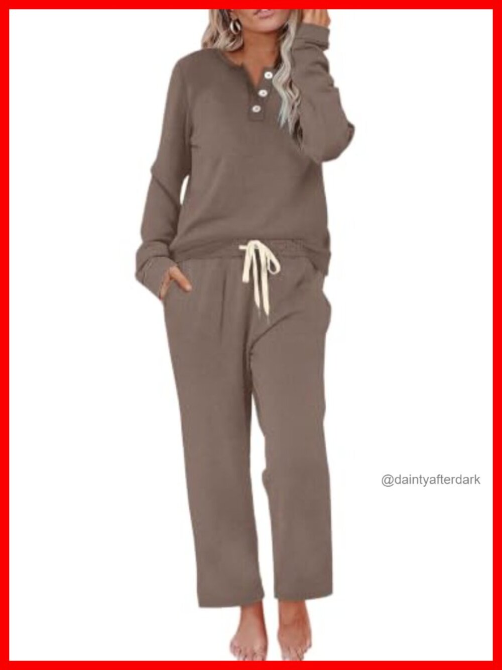 Women's Two Piece Lounge Set Button Down Sweatsuit Wide Leg Pants Pockets